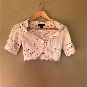Crocheted Button Up Crop Top